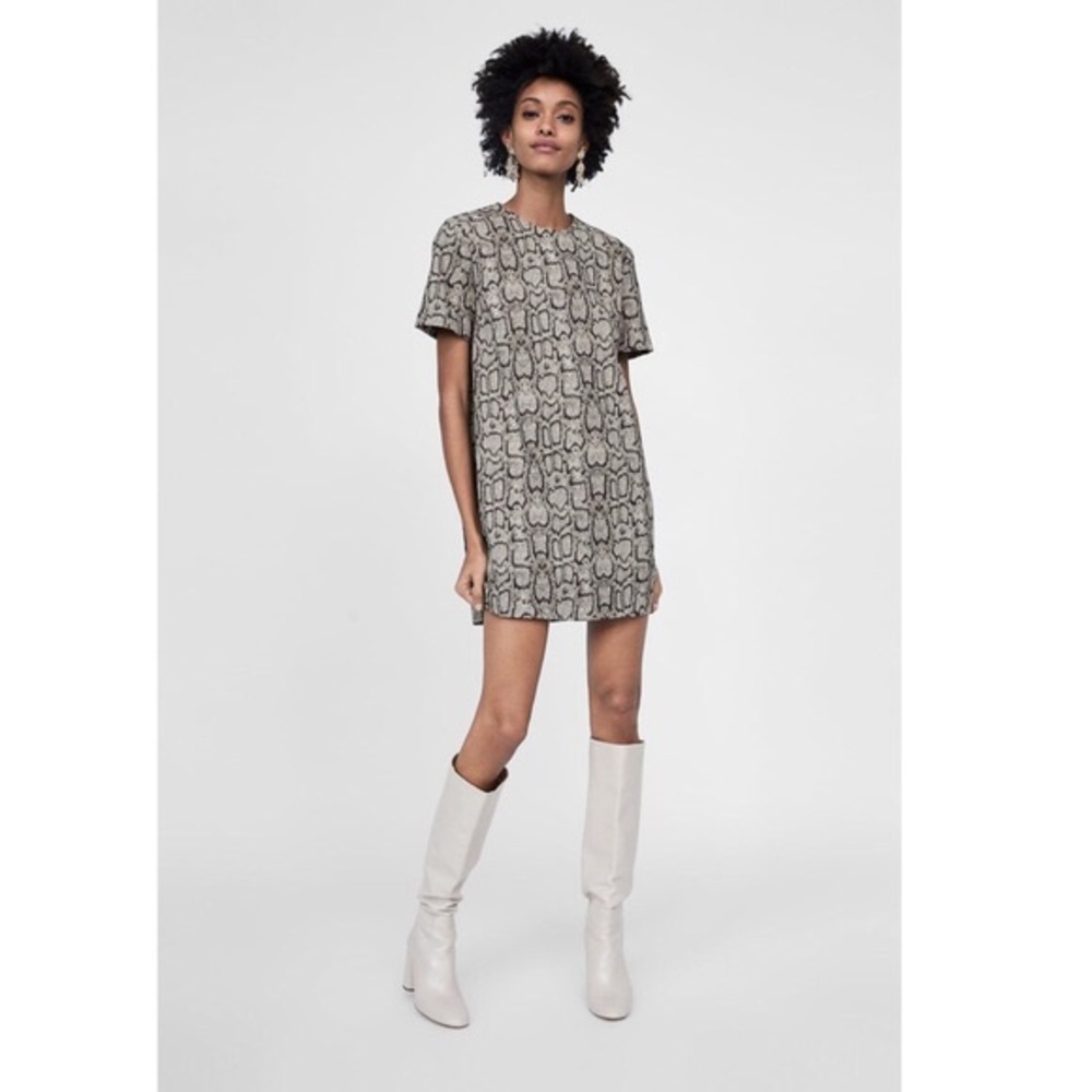 Zara Woman - Snakeskin‎ Print Jacquard Shift Dress